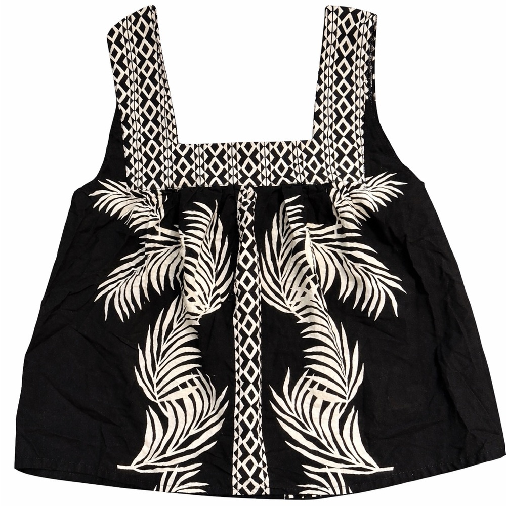 Dreamers Black and Cream Patterned Blouse